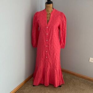 Pomander Place Button-Front Midi Dress with Puff Sleeve Women Size Small